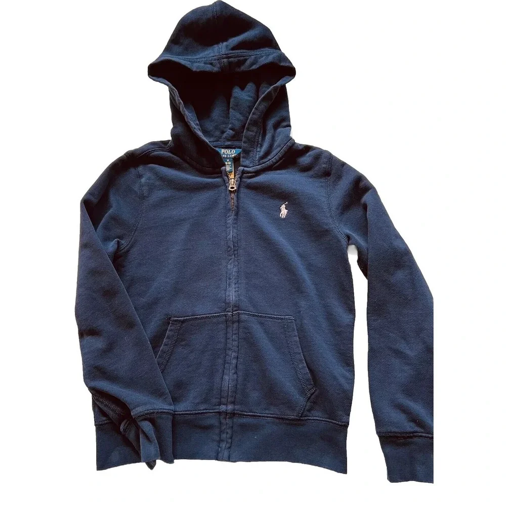 Polo Ralph Lauren Kids Zippy Hoodie Sz 8/10 Navy W Pink‎ Logo School Sports